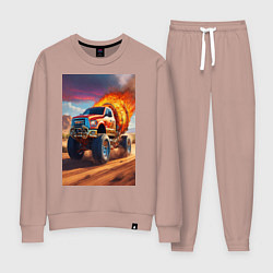 Костюм хлопковый женский Горящая машина, цвет: пыльно-розовый