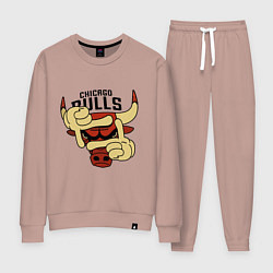 Костюм хлопковый женский Bulls logo with hands, цвет: пыльно-розовый