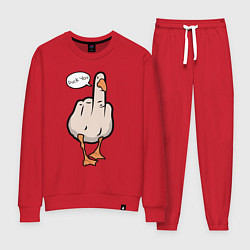 Костюм хлопковый женский Duck you - фак ю, цвет: красный