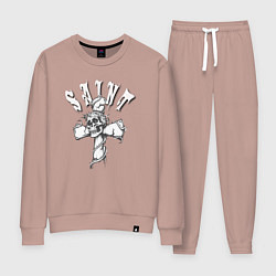 Костюм хлопковый женский Крест с черепом, цвет: пыльно-розовый