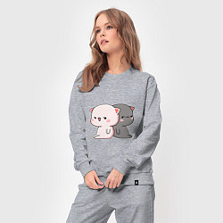 Костюм хлопковый женский Любимые котики, цвет: меланж — фото 2