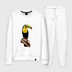 Костюм хлопковый женский Птица тукан, цвет: белый
