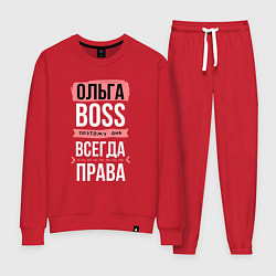 Костюм хлопковый женский Босс Оля - всегда права, цвет: красный