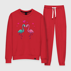 Костюм хлопковый женский Flamingo love, цвет: красный