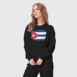 Костюм хлопковый женский Флаг Кубы, цвет: черный — фото 2