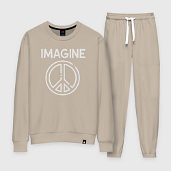 Костюм хлопковый женский Imagine peace, цвет: миндальный