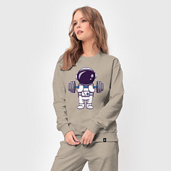Костюм хлопковый женский Космонавт со штангой, цвет: миндальный — фото 2