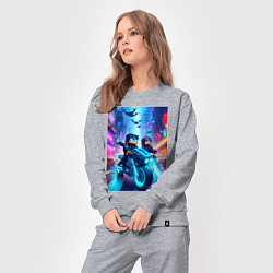 Костюм хлопковый женский Майнкрафт - чувак на мотоцикле, цвет: меланж — фото 2