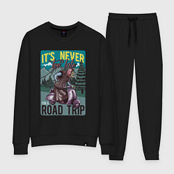 Костюм хлопковый женский Бабушка на скутере - road trip, цвет: черный
