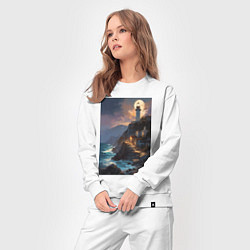 Костюм хлопковый женский Маяк у обрыва, цвет: белый — фото 2