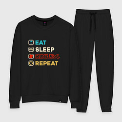 Костюм хлопковый женский Eat sleep roblox repeat art, цвет: черный