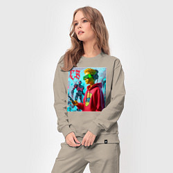 Костюм хлопковый женский Bart Simpson - cyberpunk ai art, цвет: миндальный — фото 2