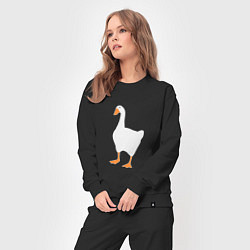 Костюм хлопковый женский Untitled goose game honk, цвет: черный — фото 2