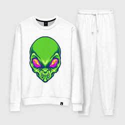 Костюм хлопковый женский Голова зелёного пришельца, цвет: белый