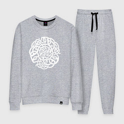 Костюм хлопковый женский Белый кельтский готичный узор, цвет: меланж