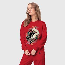 Костюм хлопковый женский Кролики инь ян, цвет: красный — фото 2