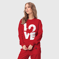 Костюм хлопковый женский Love heart, цвет: красный — фото 2