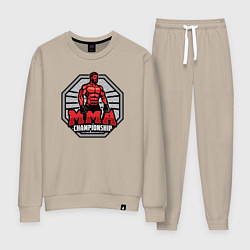 Костюм хлопковый женский MMA championship, цвет: миндальный