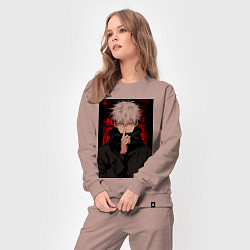 Костюм хлопковый женский Магическая битва Тогэ Инумаки, цвет: пыльно-розовый — фото 2