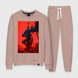 Костюм хлопковый женский Берсерк Гатс Драгонслейер, цвет: пыльно-розовый