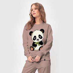 Костюм хлопковый женский Панда мультяшная, цвет: пыльно-розовый — фото 2