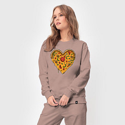 Костюм хлопковый женский Pizza heart, цвет: пыльно-розовый — фото 2