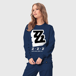 Костюм хлопковый женский Zenless zone zero лого, цвет: тёмно-синий — фото 2