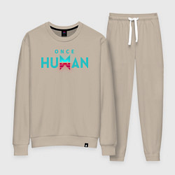 Костюм хлопковый женский Once human logo, цвет: миндальный