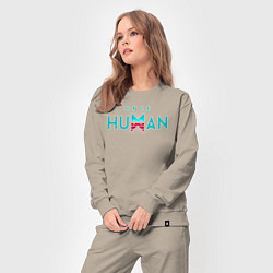 Костюм хлопковый женский Once human logo, цвет: миндальный — фото 2