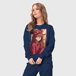 Костюм хлопковый женский Евангелион Аска Лэнгли Сорью кошка, цвет: тёмно-синий — фото 2