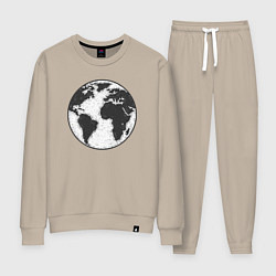 Костюм хлопковый женский Planet earth, цвет: миндальный