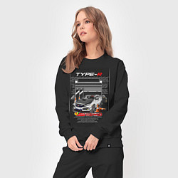 Костюм хлопковый женский Honda jdm, цвет: черный — фото 2