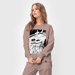 Костюм хлопковый женский Mazda RX-7 гоночный стиль, цвет: пыльно-розовый — фото 2