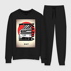 Костюм хлопковый женский Mazda rx-7 автомобиль гоночный jdm, цвет: черный