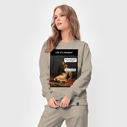 Костюм хлопковый женский Дизайнер, цвет: миндальный — фото 2