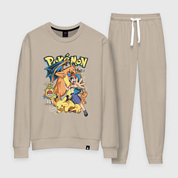 Костюм хлопковый женский Покемоны все Pokemons, цвет: миндальный