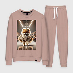 Женский костюм Милый Шпиц в шикарном платье на подиуме - показ мо