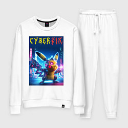 Костюм хлопковый женский Cyber Pikachu - ai art fantasy, цвет: белый