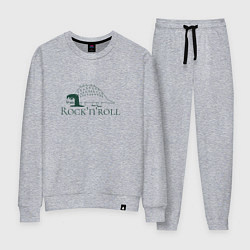 Костюм хлопковый женский Динозавр и надпись рок н ролл, цвет: меланж