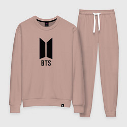 Костюм хлопковый женский BTS знак, цвет: пыльно-розовый