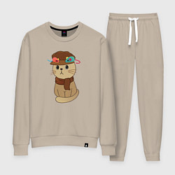 Женский костюм Милый котик в кепке и с шарфиком - художник