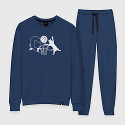 Костюм хлопковый женский Кот баскетболист, цвет: тёмно-синий