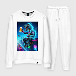 Женский костюм Чувак Дино сидит на крыше небоскрёба с кружкой пив