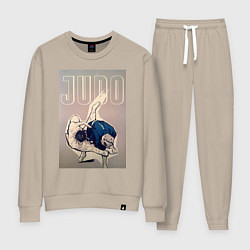 Костюм хлопковый женский Дзюдо бросок через бедро, цвет: миндальный