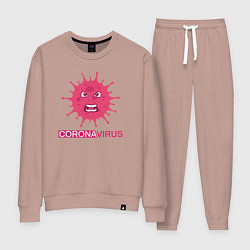 Костюм хлопковый женский Pink coronavirus, цвет: пыльно-розовый
