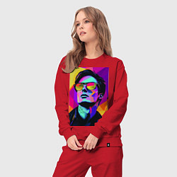 Костюм хлопковый женский Портрет Дурова pop art, цвет: красный — фото 2