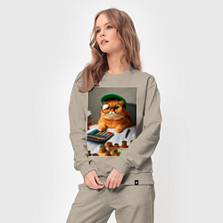 Костюм хлопковый женский Рыжий кот - бухгалтер, цвет: миндальный — фото 2