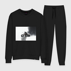 Костюм хлопковый женский Крутой байкер скетч, цвет: черный