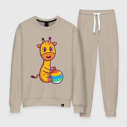 Женский костюм Жираф играет в мяч