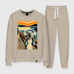 Костюм хлопковый женский Коала кричит на картине Эдварда Мунка - мем искусс, цвет: миндальный